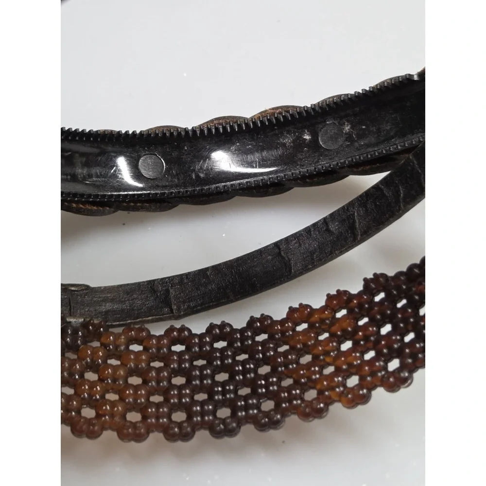 VTG 1990s Goody Brown Headbands BOHO EUC Hair Accessories 3 Pc Lot